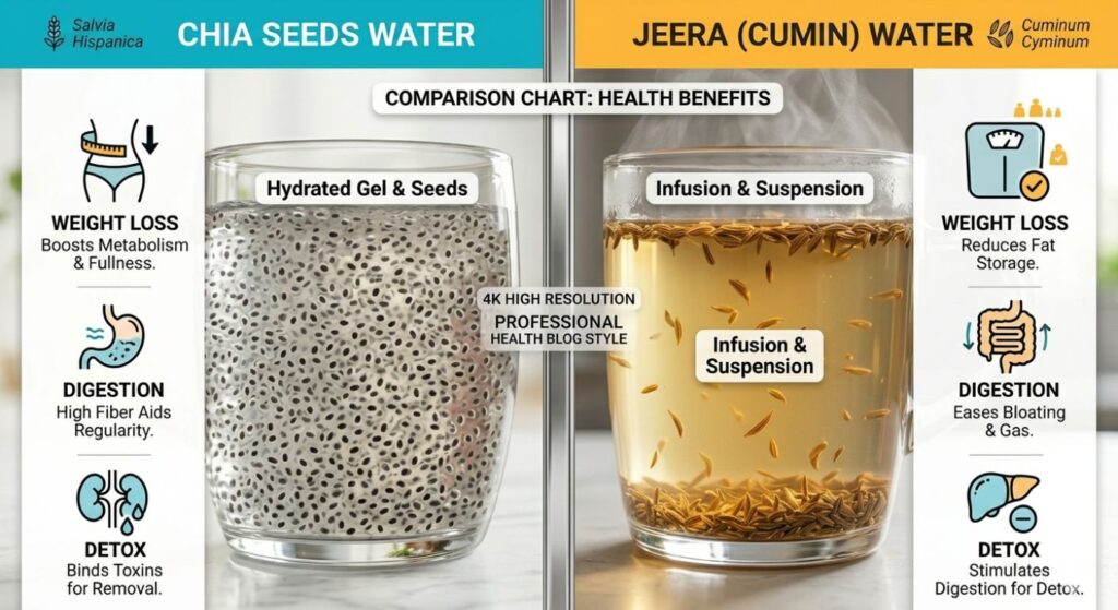 Chia vs Jeera Water Comparison for Health Benefits