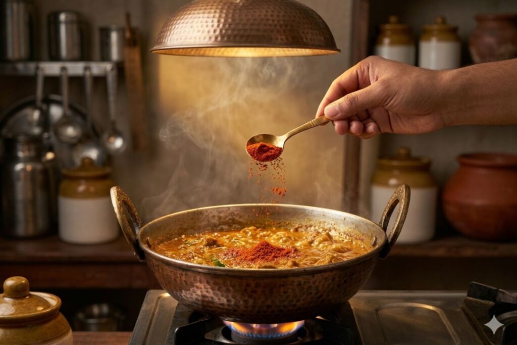 cooking me mirch ka use heat control