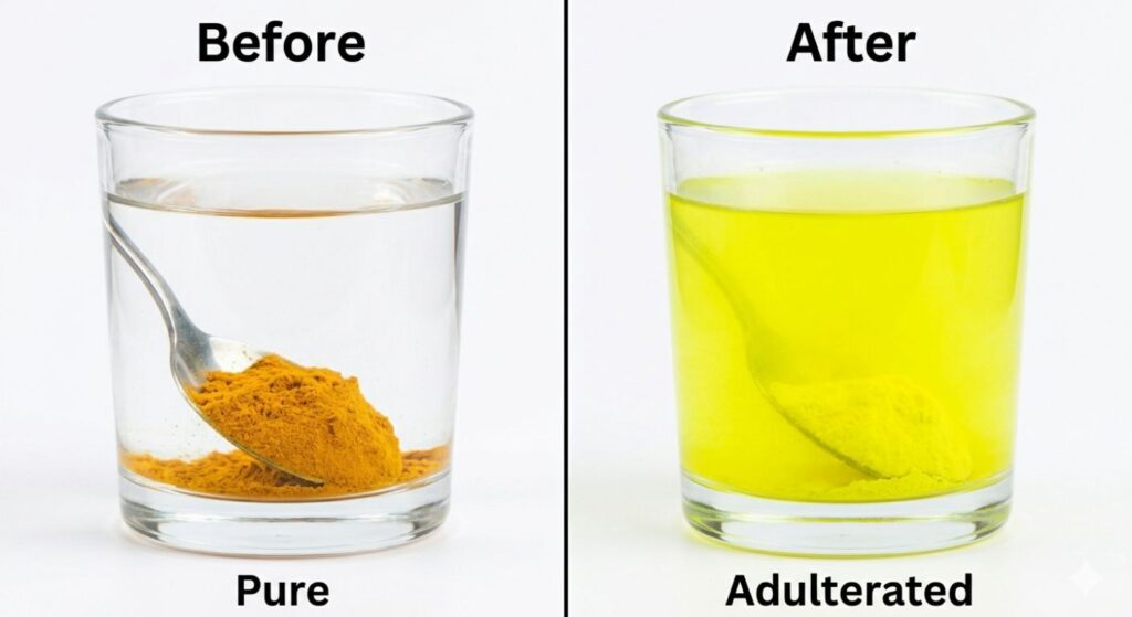 Asli haldi kaise pehchane with fake vs real turmeric comparison
