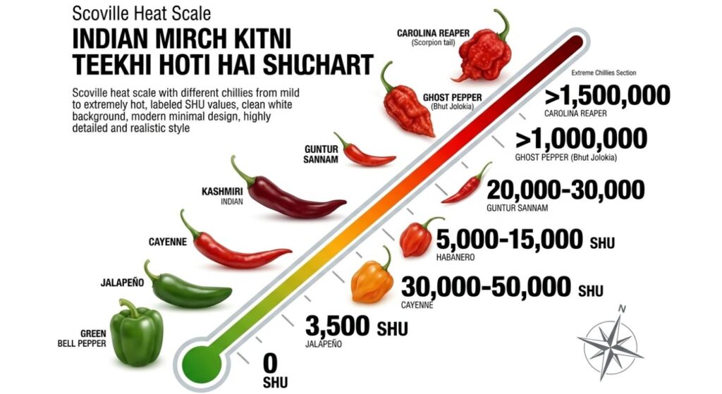 indian mirch kitni teekhi hoti hai shu chart