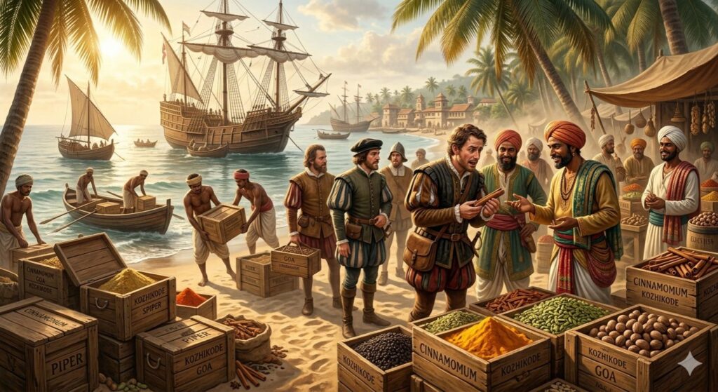 indian spices trade history with european traders and indian merchants
